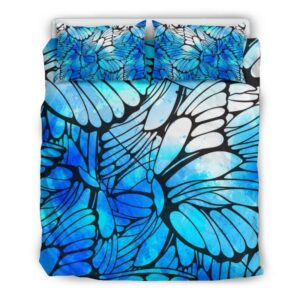 Housse De Couette Aile de Papillon Cyan Parure de lit