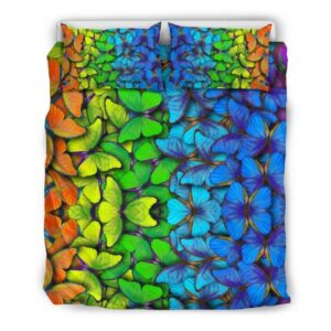 Housse De Couette Mosaïque de Papillons Colorés Parure de lit