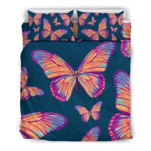Housse De Couette Papillon Rose Lumineux Parure de lit