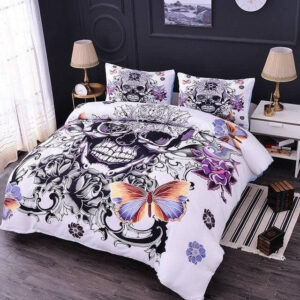 Housse De Couette Papillon et Crâne Mystique Parure de lit