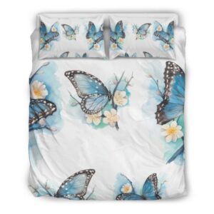 Housse De Couette Papillons Bleus Pastel Parure de lit