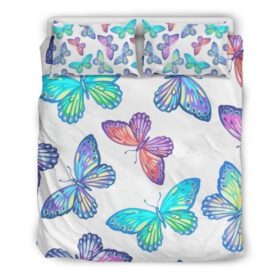 Housse De Couette Aquarelle de Papillons Violets Parure de lit