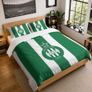 Housse De Couette AS Saint-Étienne 01 Parure de lit Ensemble De Literie - ASSE Ligue 1