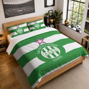 Housse De Couette AS Saint-Étienne 12 Parure de lit Ensemble De Literie - ASSE Ligue 1