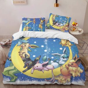 Alternative view of Housse De Couette Toutes les évolutions d’Évoli Pokémon sur la lune Parure de lit Ensemble De Literie