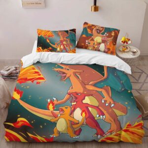 Alternative view of Housse De Couette Salamèche Reptincel Dracaufeu Feu Pokémon 4 Parure de lit Ensemble De Literie