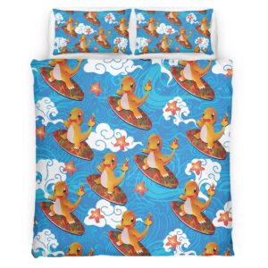 Housse De Couette Salamèche Feu Pokémon 2 Parure de lit Ensemble De Literie