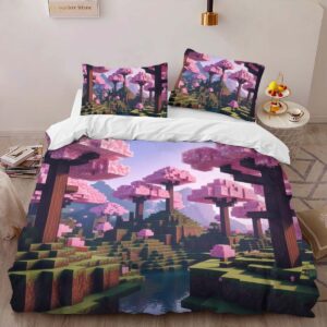 Alternative view of Housse De Couette Vallée de cerisiers biome Minecraft 2 Parure de lit Ensemble De Literie