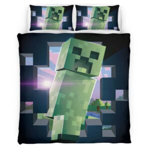 Housse De Couette Creeper Minecraft Parure de lit Ensemble De Literie