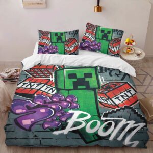Alternative view of Housse De Couette Creeper Minecraft TNT Explosion Parure de lit Ensemble De Literie