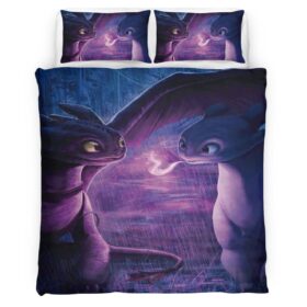 Housse De Couette Dragons – Krokmou & Furie Éclair 13 Parure de lit Ensemble De Literie