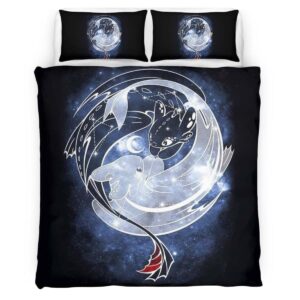 Housse De Couette Dragons – Krokmou & Furie Éclair 7 Parure de lit Ensemble De Literie