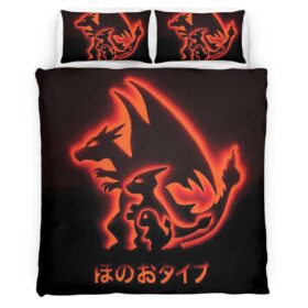 Housse De Couette Dracaufeu Feu Pokémon 2 Parure de lit Ensemble De Literie