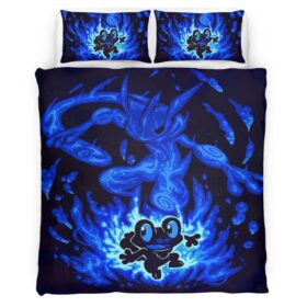 Housse De Couette Grenousse Amphinobi Pokémon Eau Parure de lit Ensemble De Literie