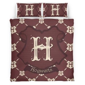 Housse De Couette Logo École de Poudlard Harry Potter Motif Parure de lit Ensemble De Literie