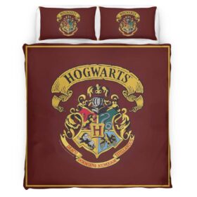 Housse De Couette Logo École de Poudlard Harry Potter Style Spécial Parure de lit Ensemble De Literie