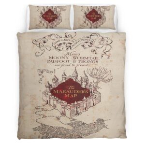 Housse De Couette Harry Potter Carte du Maraudeur « Je jure solennellement » Parure de lit Ensemble De Literie