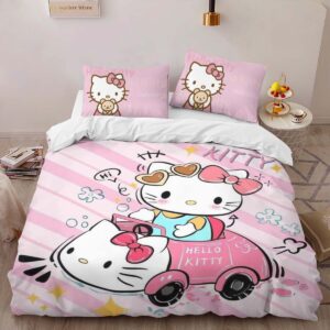 Alternative view of Housse De Couette Hello Kitty et voiture rose Parure de lit Ensemble De Literie