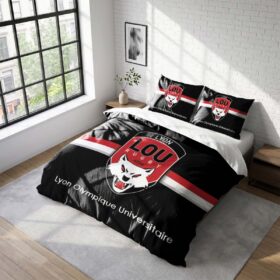 Housse De Couette Lou Lyon Olympique Universitaire Rugby Club Parure de lit Ensemble De Literie Rugby – Model 11
