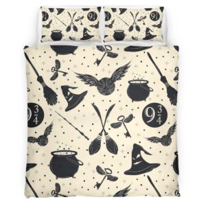 Housse De Couette Objets Magiques Harry Potter – Choixpeau, Quai 9¾, Vif d’Or Parure de lit Ensemble De Literie