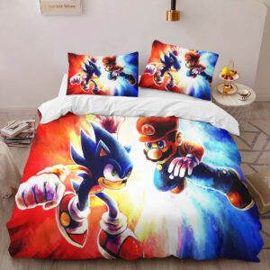 Alternative view of Housse De Couette Mario et Sonic 1 Parure de lit Ensemble De Literie