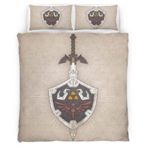 Housse De Couette Épée de Légende et Bouclier Hylien Zelda Parure de lit Ensemble De Literie