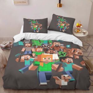Alternative view of Housse De Couette Minecraft Tous les Personnages Steve Creeper Cochon Zombie Villageois Parure de lit Ensemble De Literie