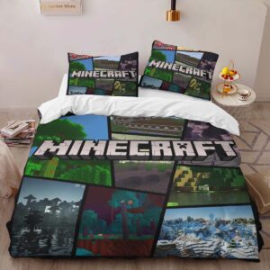 Alternative view of Housse De Couette Minecraft Biomes Plaines Toundra Nether Parure de lit Ensemble De Literie