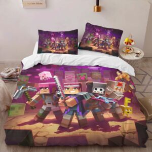 Alternative view of Housse De Couette Minecraft Personnages dans le Biome du Nether Parure de lit Ensemble De Literie