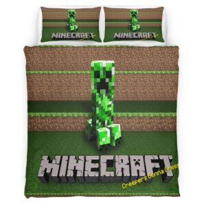 Housse De Couette Minecraft Creeper Classique Mécontent Parure de lit Ensemble De Literie