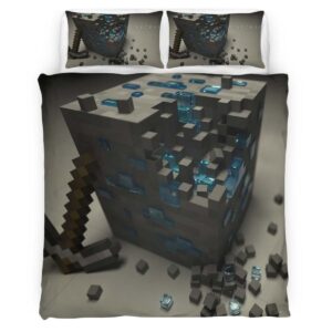 Housse De Couette Minecraft Minerai de Diamant Parure de lit Ensemble De Literie