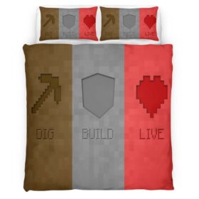 Housse De Couette Minecraft Dig Build Live Parure de lit Ensemble De Literie