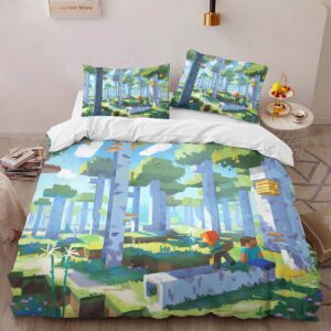 Alternative view of Housse De Couette Minecraft Biome Forêt – Steve et Alex Parure de lit Ensemble De Literie