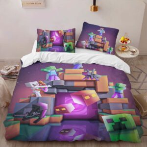 Alternative view of Housse De Couette Minecraft Biome du Nether – Steve combat les ennemis Parure de lit Ensemble De Literie