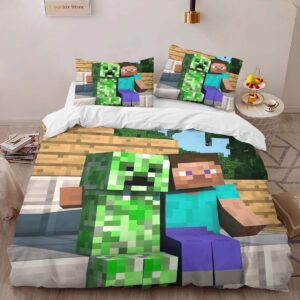 Alternative view of Housse De Couette Minecraft Steve Creeper Zone de Jeu Parure de lit Ensemble De Literie