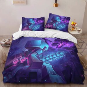 Alternative view of Housse De Couette Minecraft Steve combat Enderman et Ender Dragon Parure de lit Ensemble De Literie