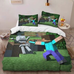 Alternative view of Housse De Couette Minecraft Steve combat les forces ennemies Parure de lit Ensemble De Literie