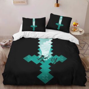 Alternative view of Housse De Couette Minecraft Steve Épée en Diamant 2 Parure de lit Ensemble De Literie