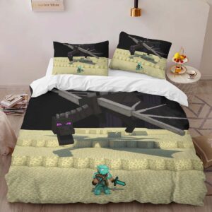 Alternative view of Housse De Couette Minecraft Steve et Ender Dragon dans l’End Parure de lit Ensemble De Literie