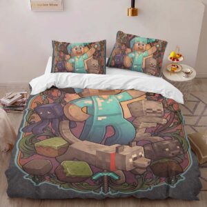 Alternative view of Housse De Couette Minecraft Steve et les personnages du jeu Parure de lit Ensemble De Literie