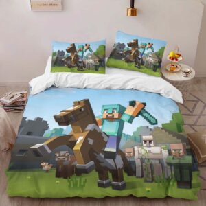 Alternative view of Housse De Couette Minecraft Steve chevauchant Herobrine avec une épée Parure de lit Ensemble De Literie