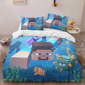 Alternative view of Housse De Couette Minecraft Steve sous l’Océan Parure de lit Ensemble De Literie