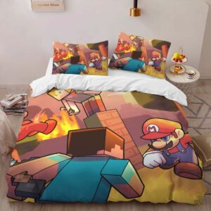 Alternative view of Housse De Couette Minecraft Steve vs Mario – Duel Parure de lit Ensemble De Literie