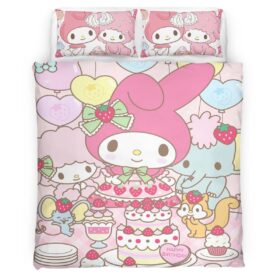 Housse De Couette My Melody & Hello Kitty Party 03 Parure de lit Ensemble De Literie