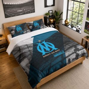 Housse De Couette Olympique de Marseille 01 Parure de lit Ensemble De Literie - OM Ligue 1