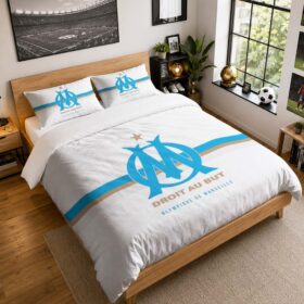 Housse De Couette Olympique de Marseille 06 Parure de lit Ensemble De Literie – OM Ligue 1