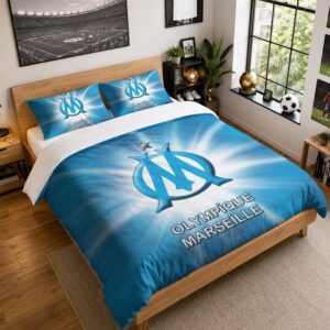 Housse De Couette Olympique de Marseille 17 Parure de lit Ensemble De Literie - OM Ligue 1