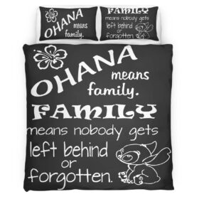 Housse De Couette « Ohana signifie famille, personne n’est laissé de côté » Lilo & Stitch Parure de lit Ensemble De Literie