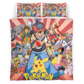 Housse De Couette Détective Pikachu – Tous les Personnages 3 Parure de lit Ensemble De Literie