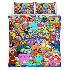 Housse De Couette Pokémon – Tous les Personnages 3 Parure de lit Ensemble De Literie